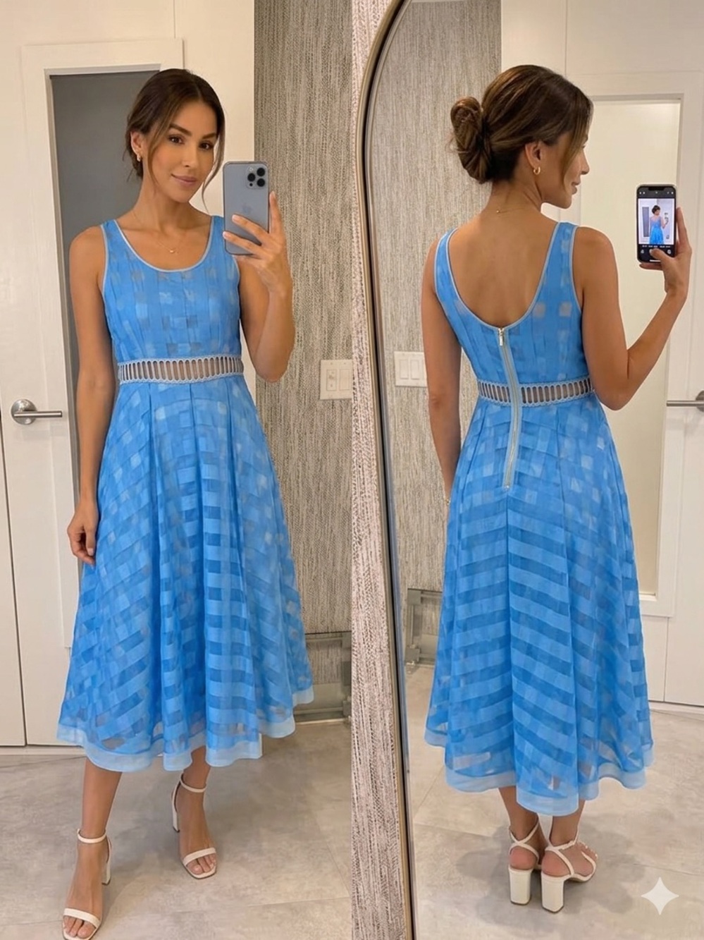 Beautiful authentic 22 MAGGIO sleeveless midi dress, made in Italy size 44 .